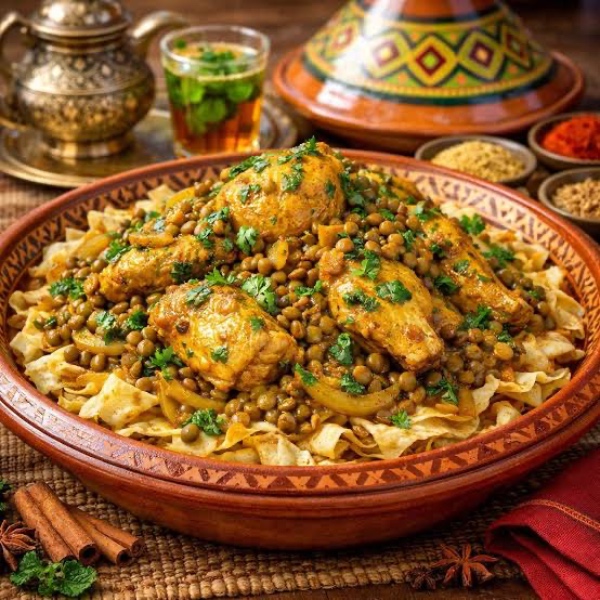 Rfissa ( Portion Généreuse) + Petite Théière À La Menthe